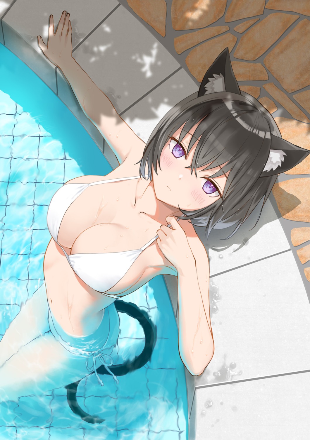 animal_ears bikini kaya8 nekomimi swimsuits tail wet