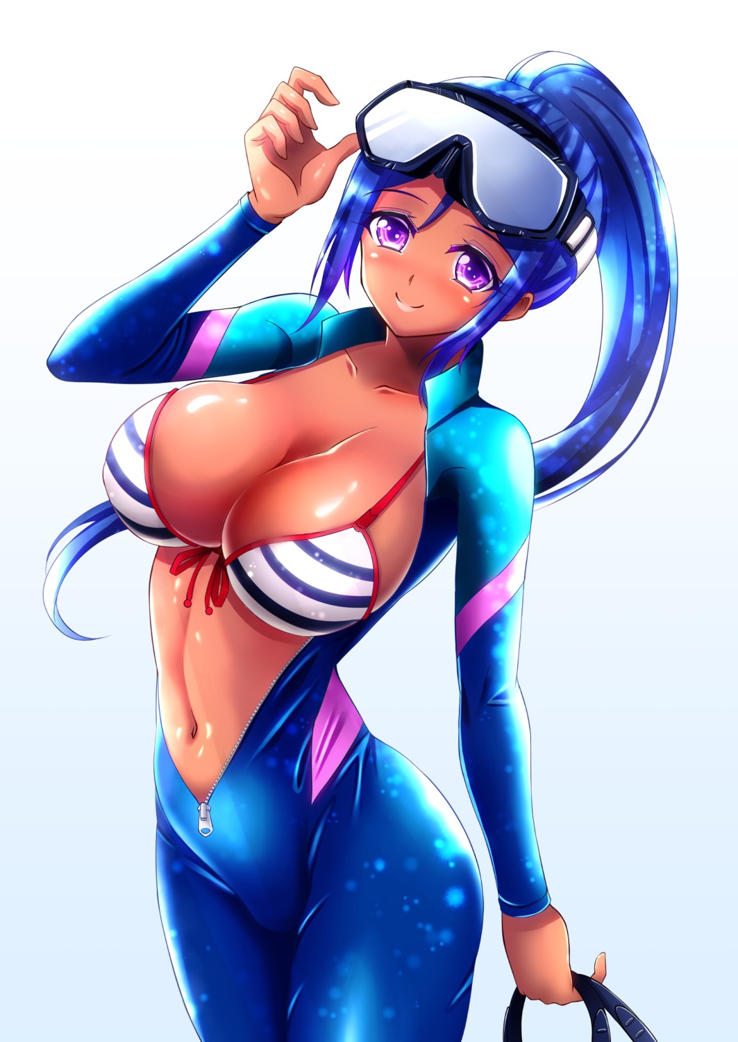 bikini_top bodysuit cleavage kinmugi love_live!_sunshine!! matsuura_kanan megane open_shirt swimsuits