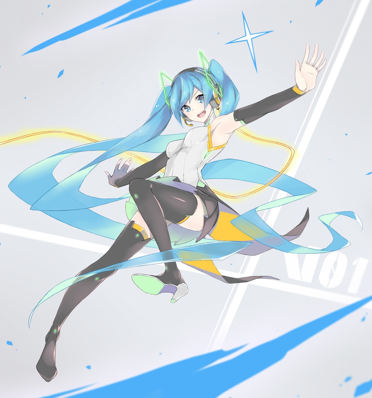 fhang hatsune_miku headphones heels thighhighs vocaloid