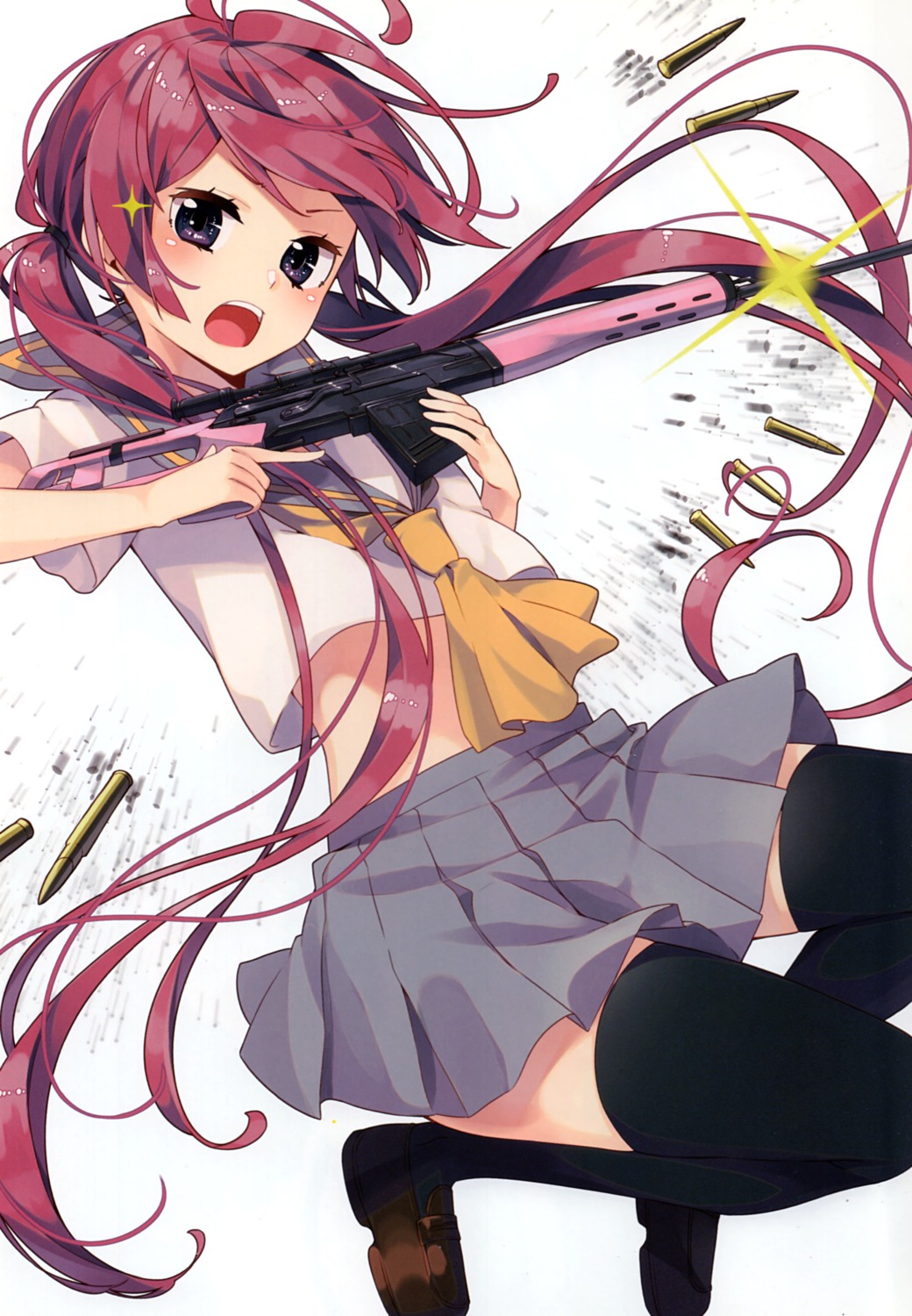 gun heels sakuragi_ren sakuranoiro seifuku thighhighs