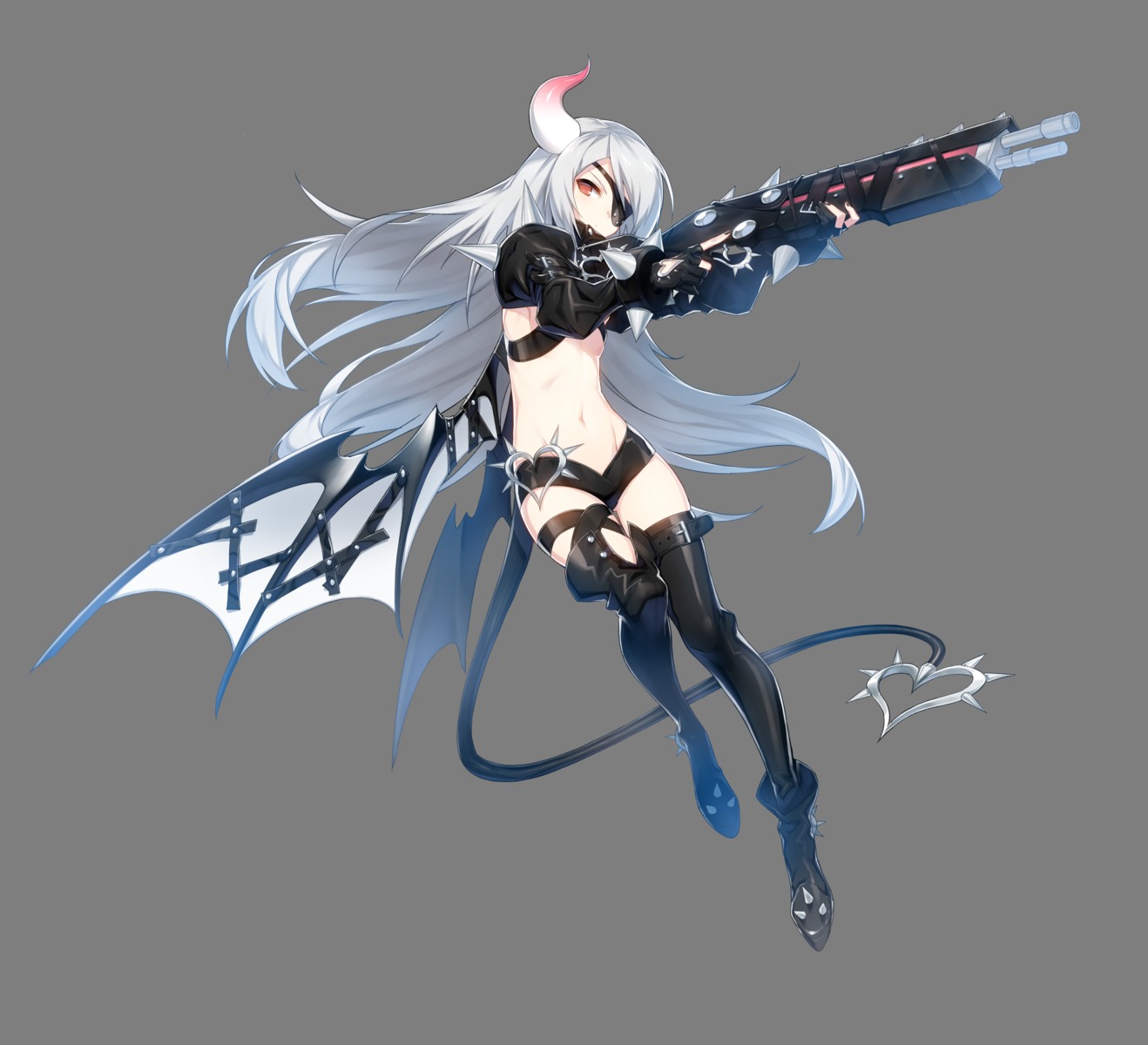 armor closers gun heels horns red_star_alliance tail thighhighs tina_(closers) transparent_png weapon wings