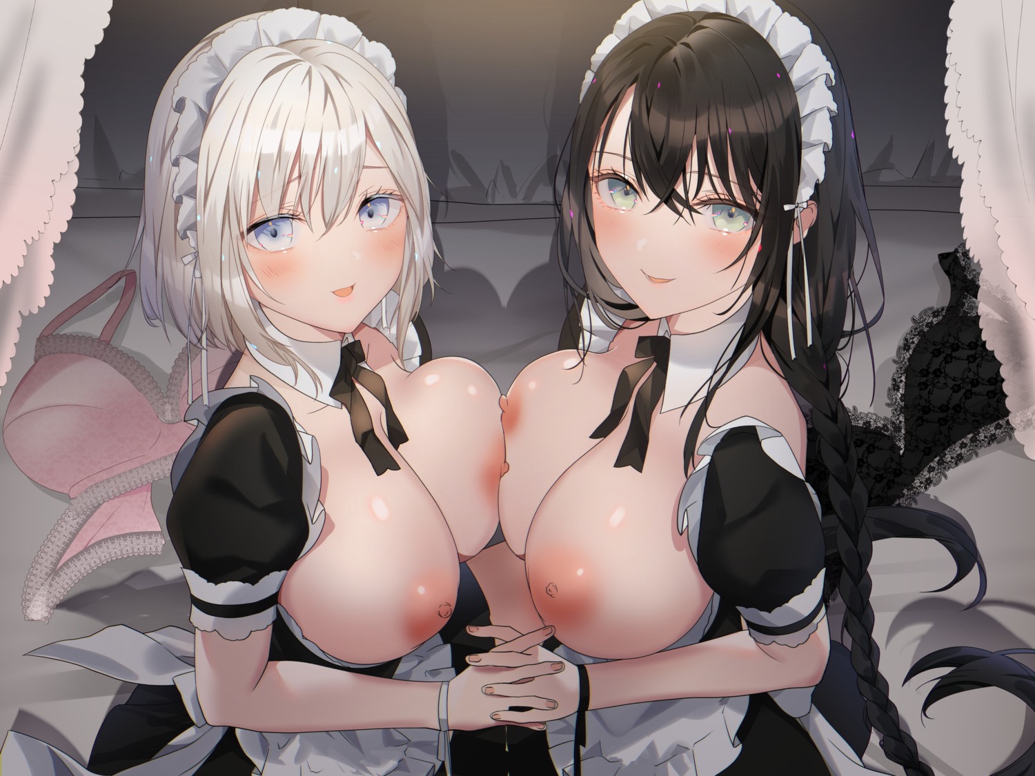 acusoy12 bra breasts maid nipples no_bra pantsu symmetrical_docking