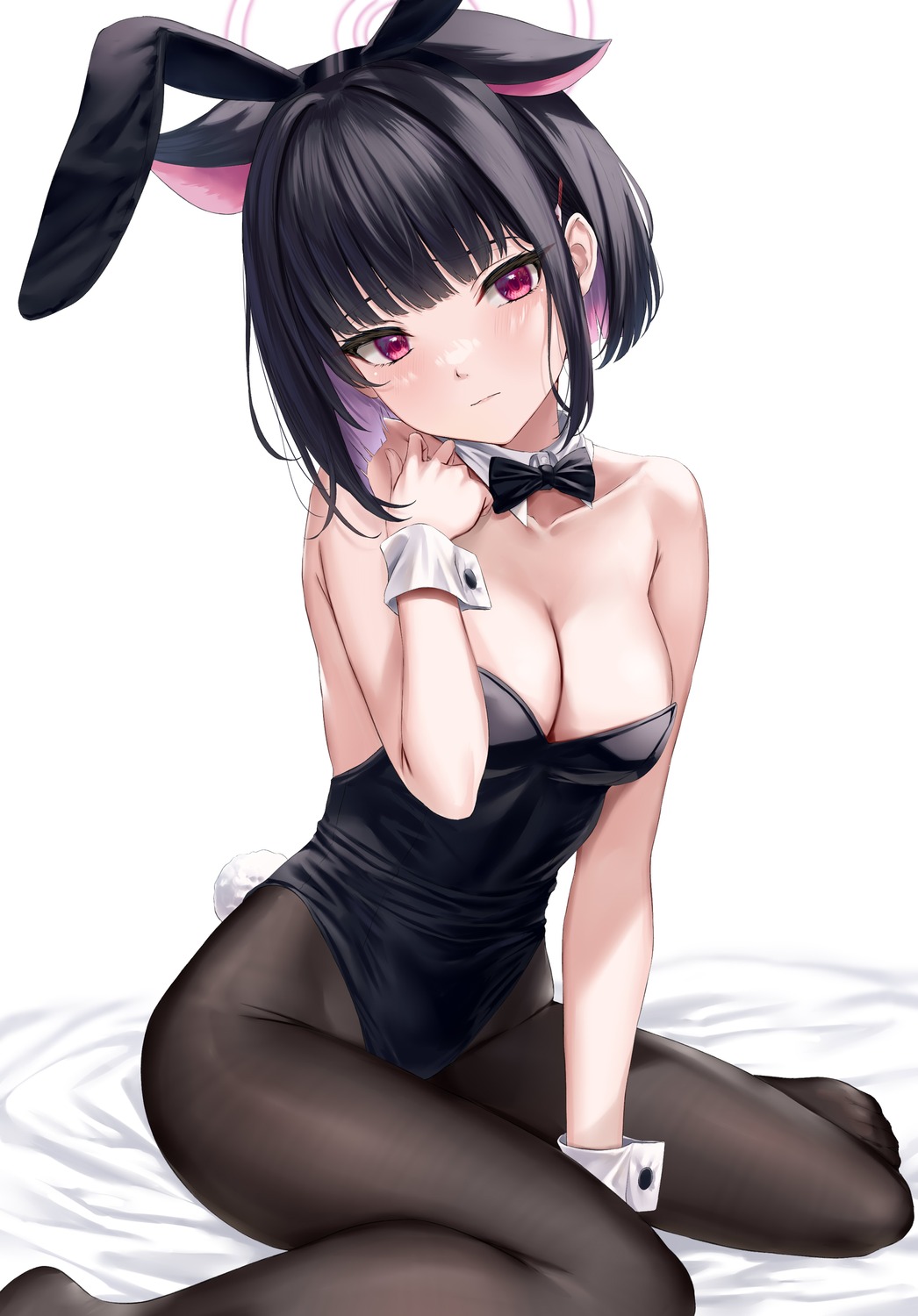 animal_ears blue_archive bunny_ears bunny_girl halo kyouyama_kazusa nekomimi no_bra pantyhose rama_(yu-light8) tail