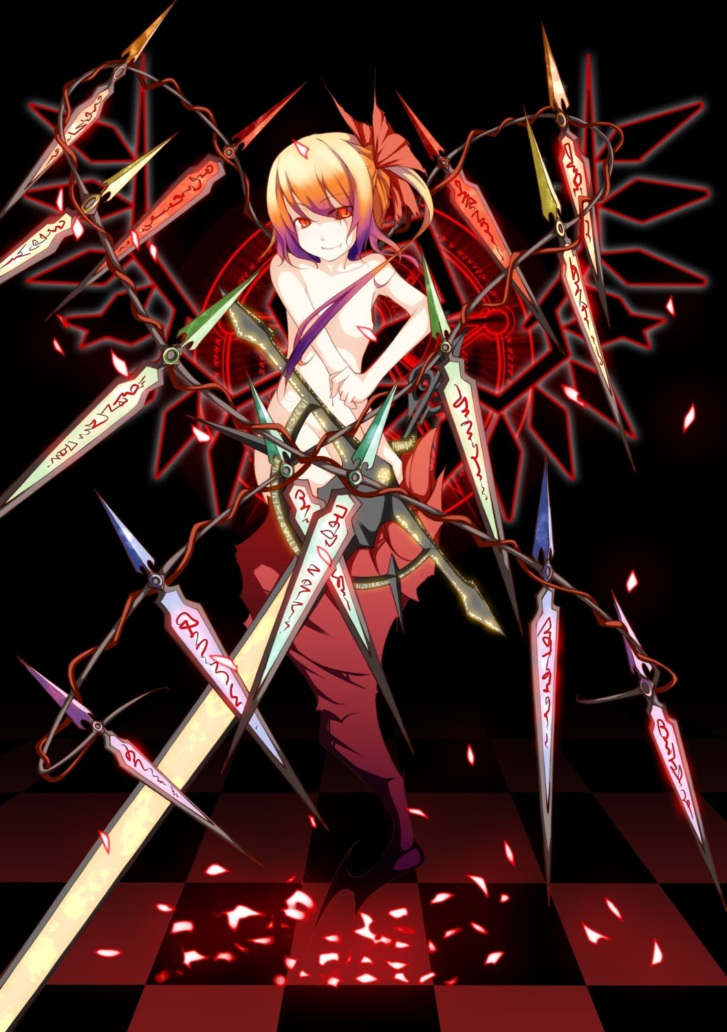 flandre_scarlet naked noirly sword touhou wings