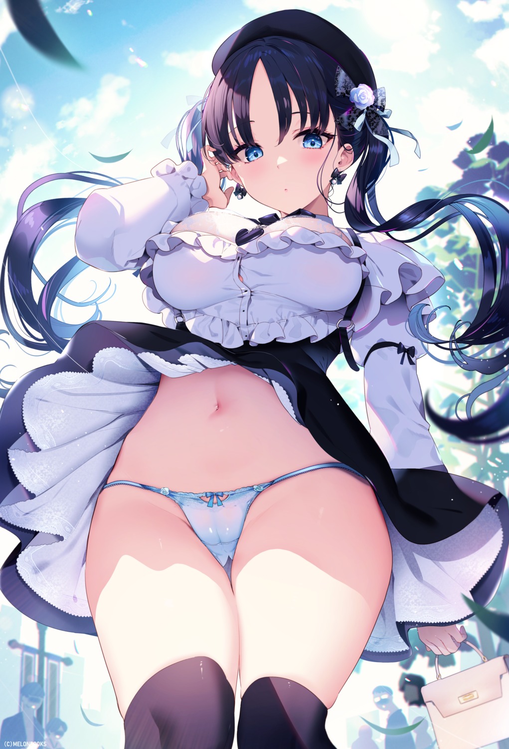 cameltoe kat_(bu-kunn) pantsu see_through skirt_lift thighhighs