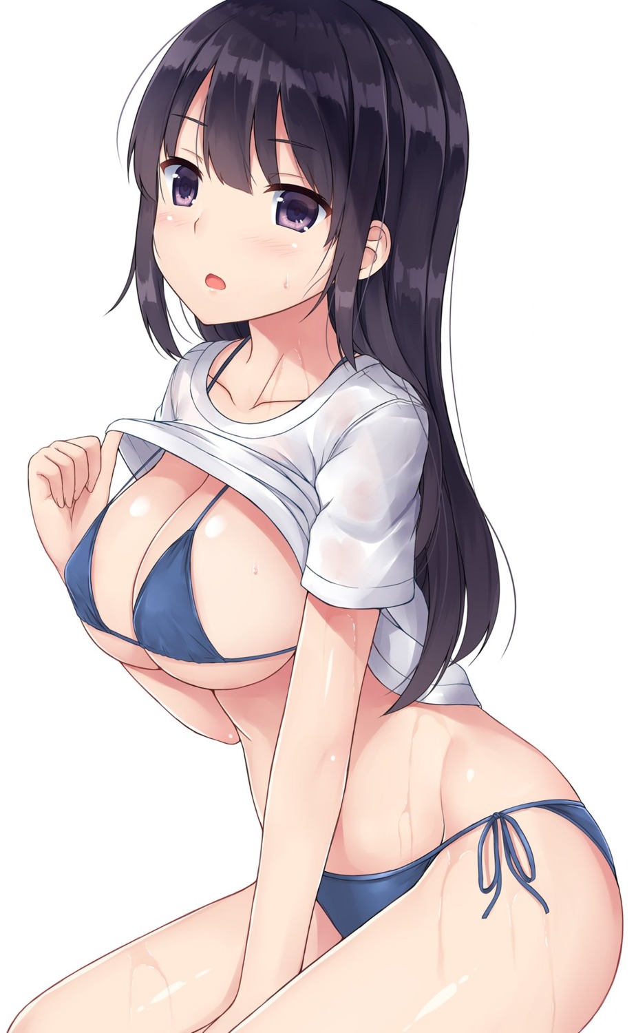 bikini mizunashi_kenichi shirt_lift swimsuits undressing