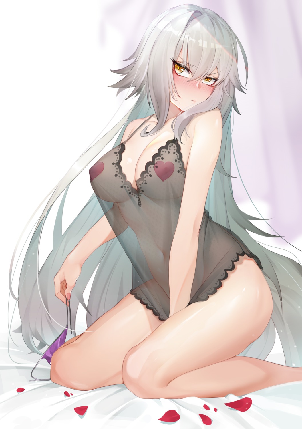 erect_nipples fate/grand_order jeanne_d'arc jeanne_d'arc_(alter)_(fate) lingerie nopan pasties see_through tsumiki_(12756023)
