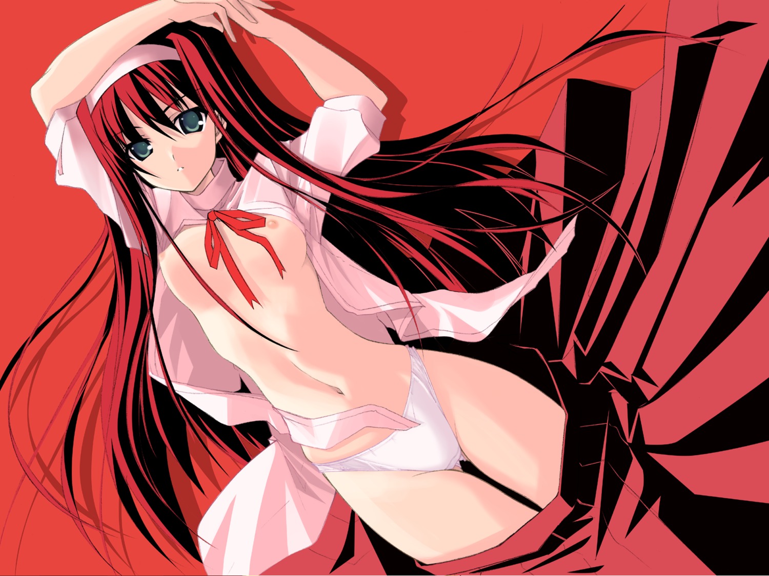 breasts missing_link nipples no_bra open_shirt pantsu shingo toono_akiha tsukihime wallpaper