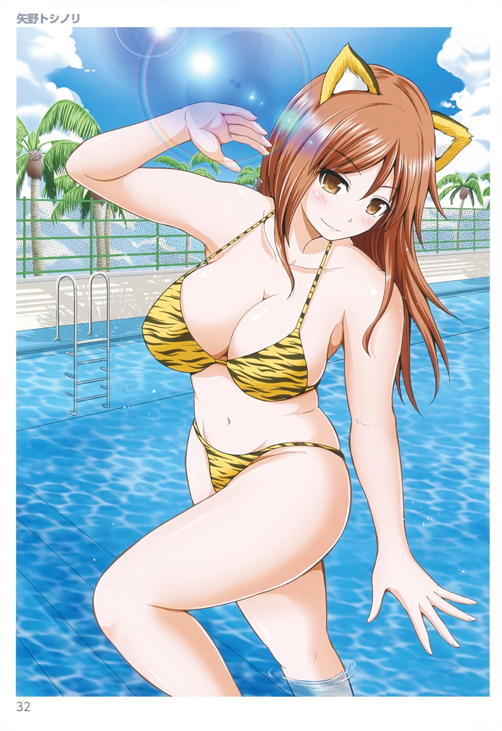 animal_ears bikini cleavage swimsuits toranoana wet yano_toshinori