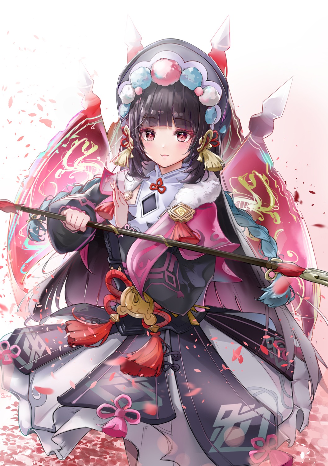 asian_clothes genshin_impact scup weapon yun_jin