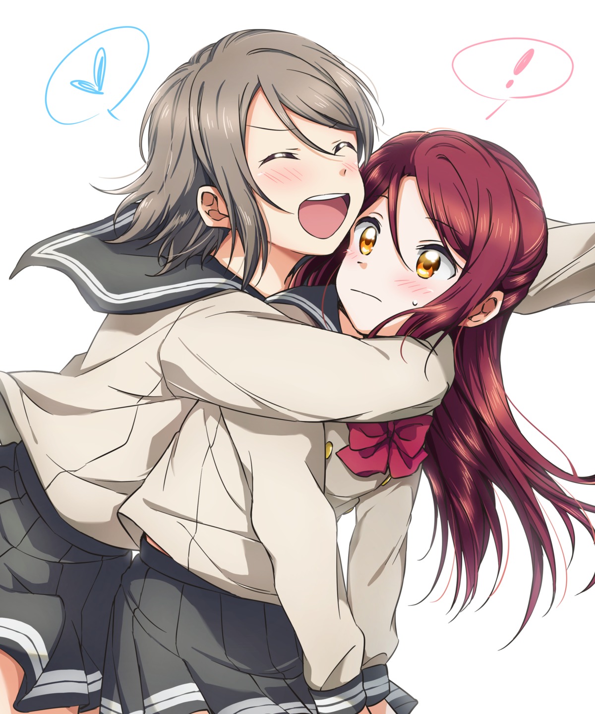 love_live!_(series) love_live!_sunshine!! sakurauchi_riko seifuku watanabe_you yuchi_(salmon-1000) yuri