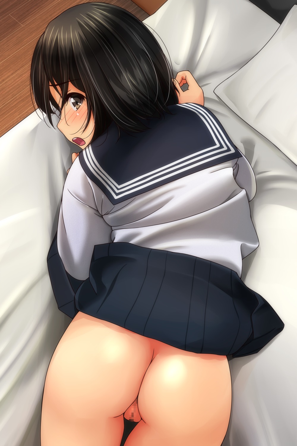 ass censored loli matsunaga_kouyou nopan pussy seifuku skirt_lift