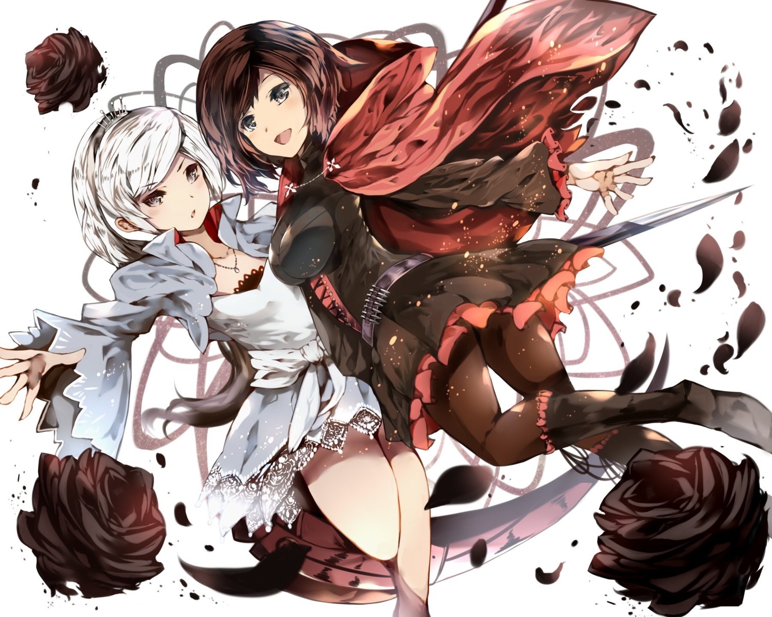 dress pantyhose ruby_rose rwby venomrobo weapon weiss_schnee