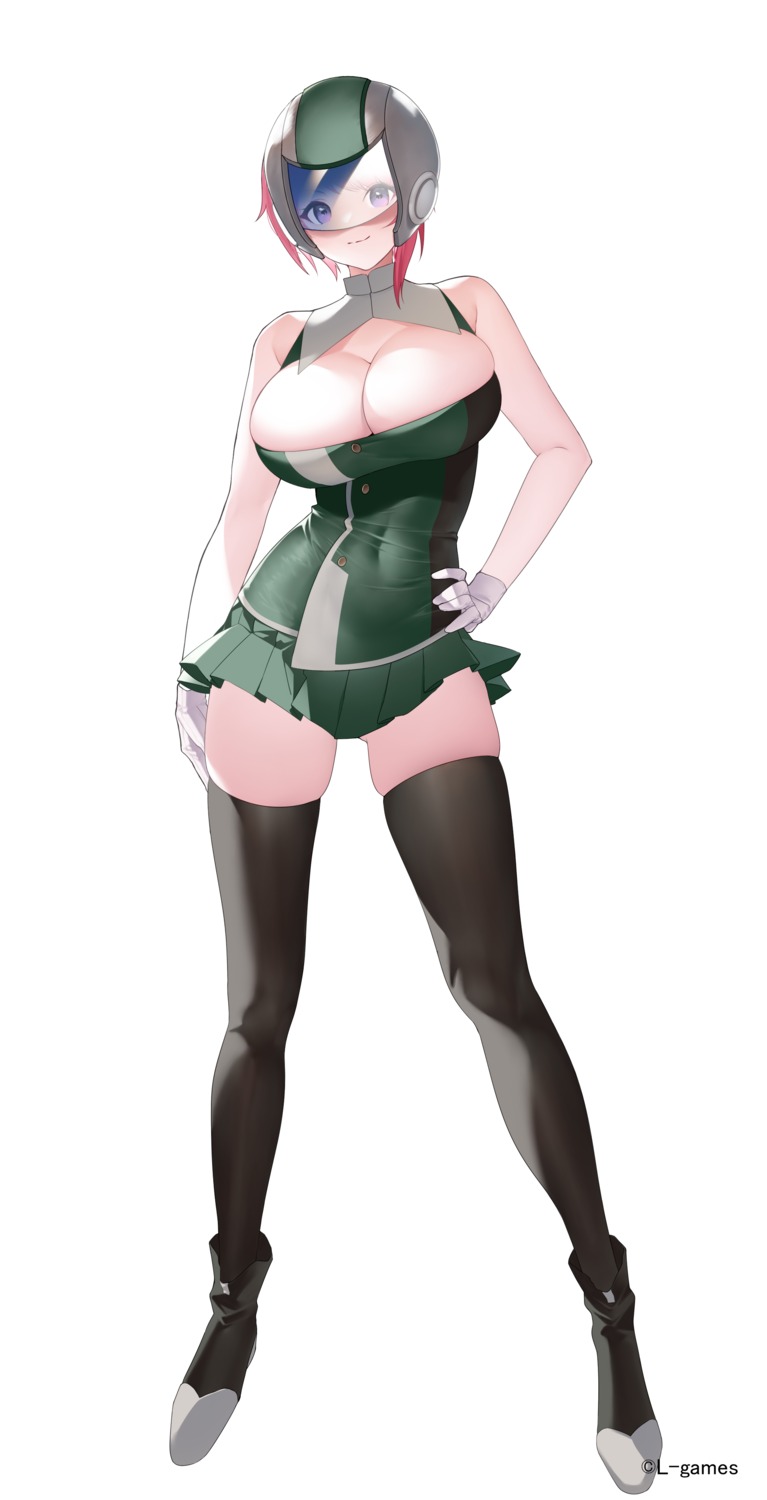 arrow_(tamawo222) cleavage dress no_bra thighhighs