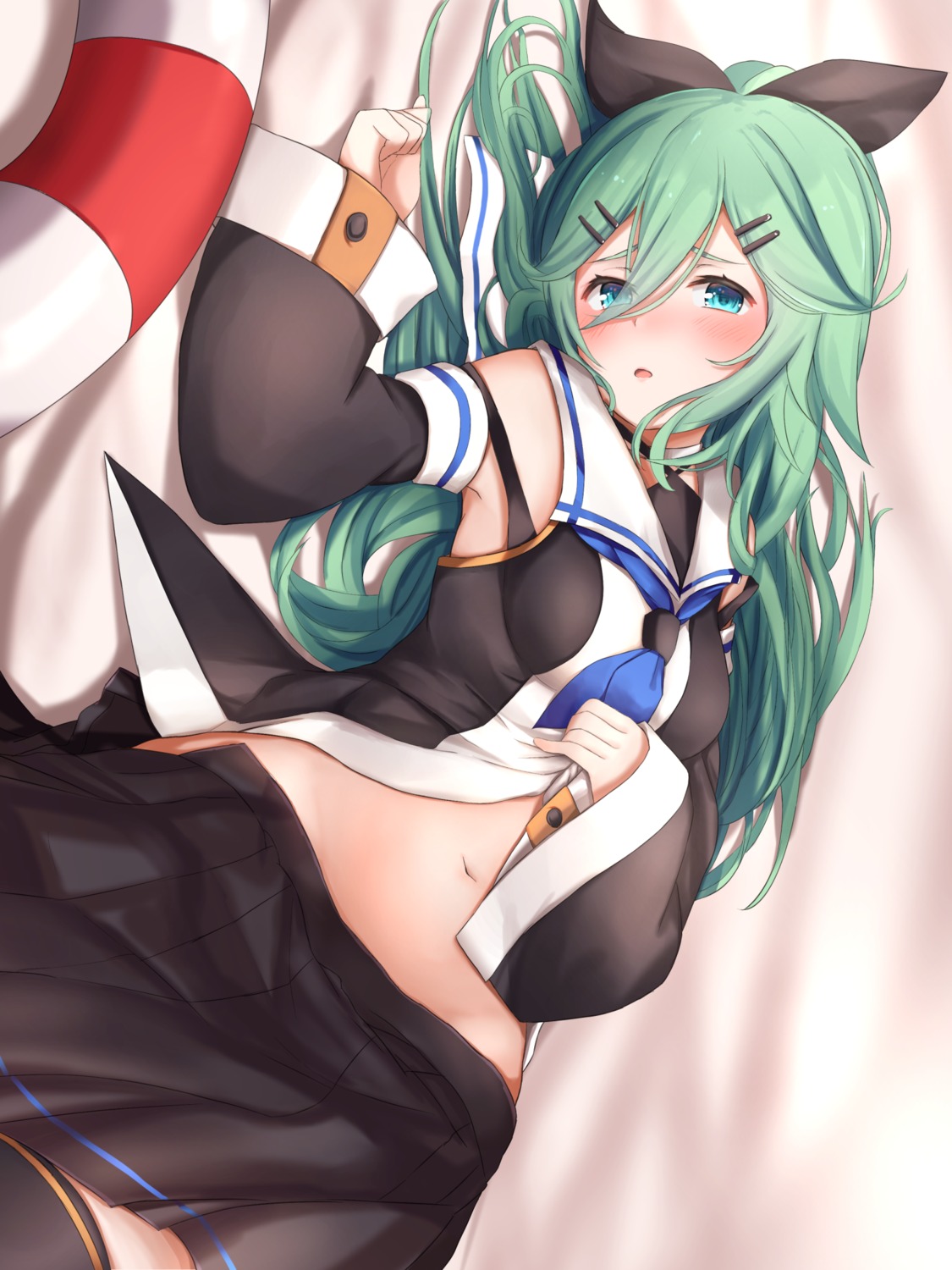 kantai_collection maosame seifuku thighhighs yamakaze_(kancolle)