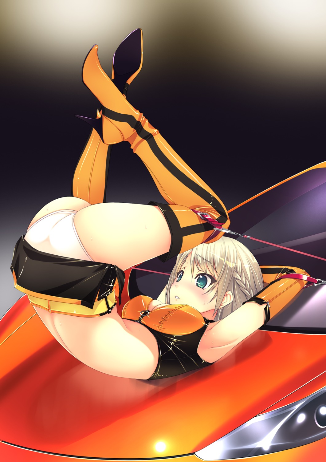 bondage cleavage heels murakami_suigun pantsu thighhighs