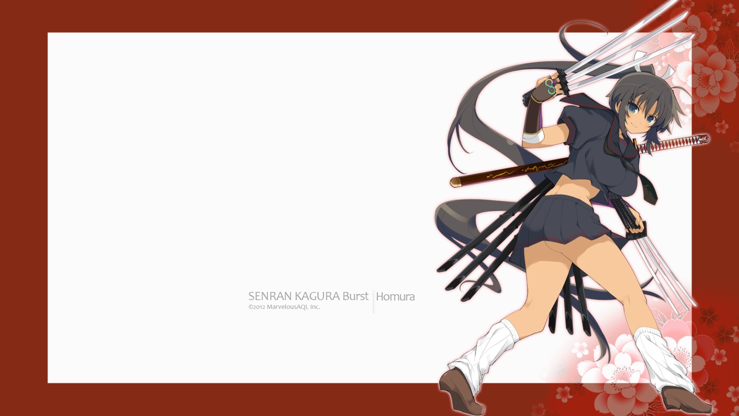 homura_(senran_kagura) seifuku senran_kagura sword wallpaper yaegashi_nan