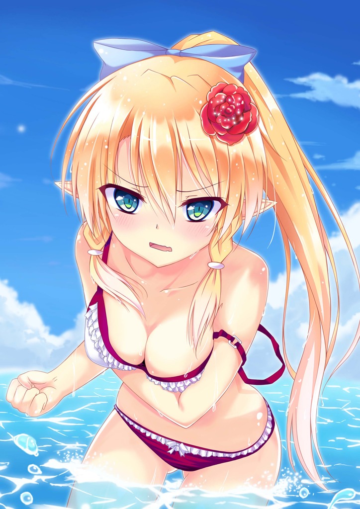 alfheim_online bikini cleavage kokoro_(feijitian) leafa pointy_ears swimsuits sword_art_online wet