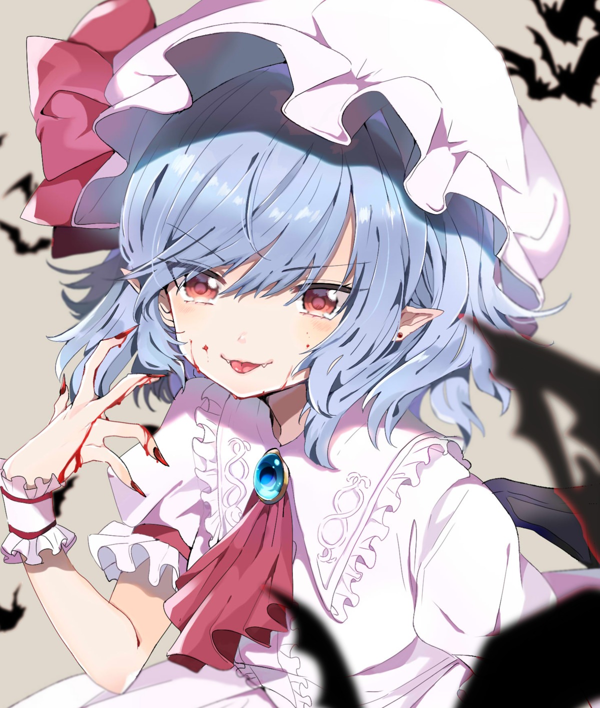 blood pointy_ears remilia_scarlet satoupote touhou wings