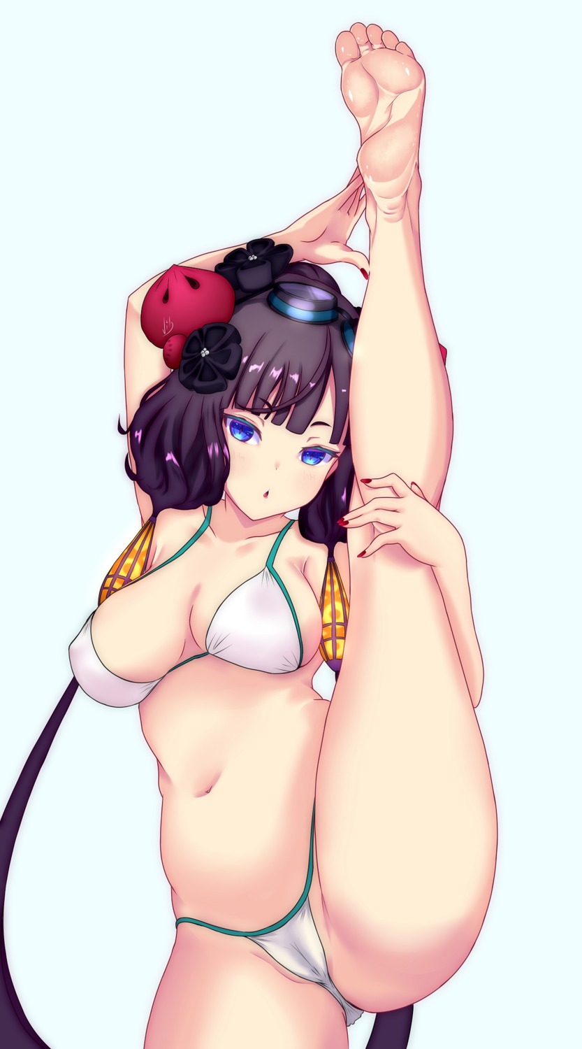 bikini cameltoe erect_nipples fate/grand_order feet katsushika_hokusai_(fate) swimsuits thong vibncent