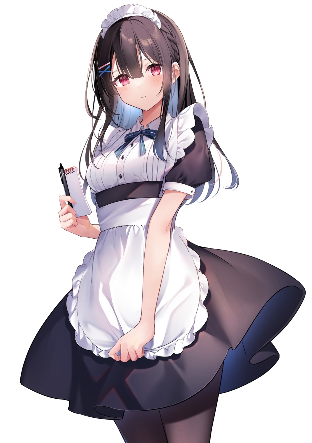 kisaragi_yuri maid pantyhose skirt_lift