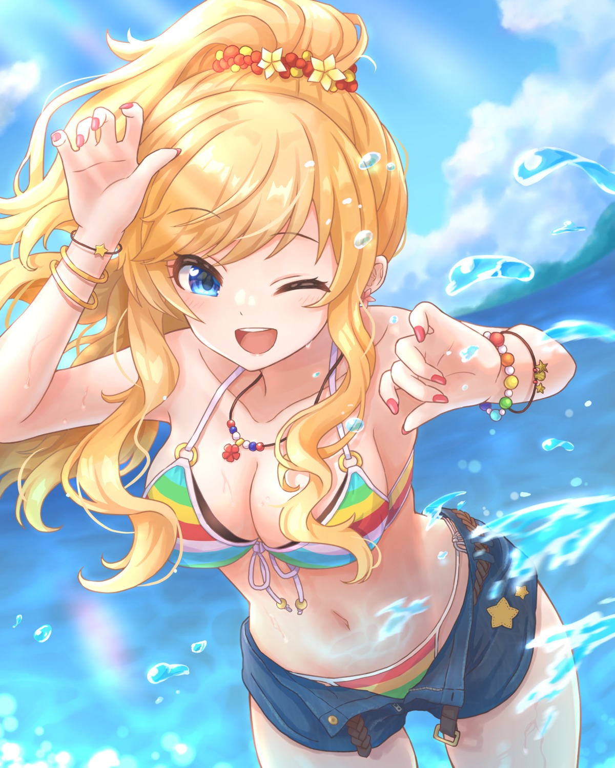 bikini cleavage ootsuki_yui simoumi_217 swimsuits the_idolm@ster the_idolm@ster_cinderella_girls wet