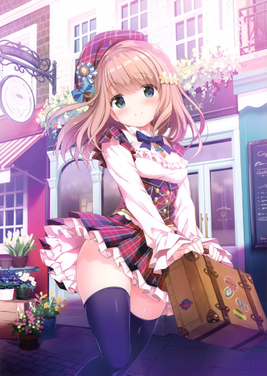 dress kimishima_ao lolita_fashion momoi_saki skirt_lift thighhighs