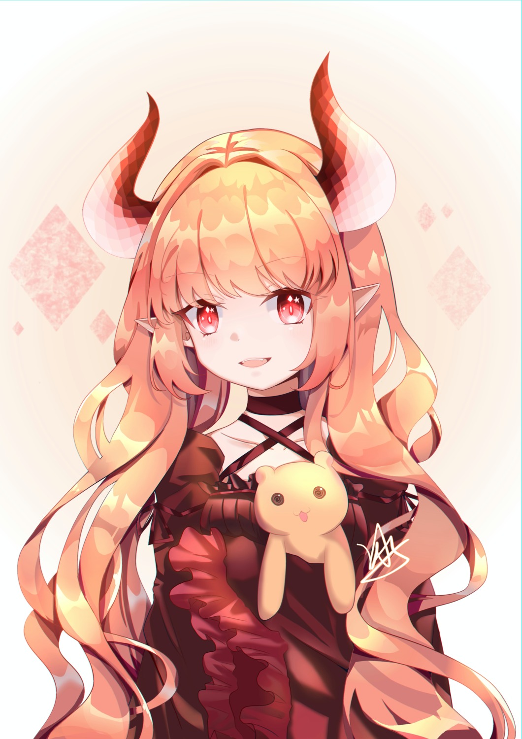 dress horns luo_shang_hua pointy_ears