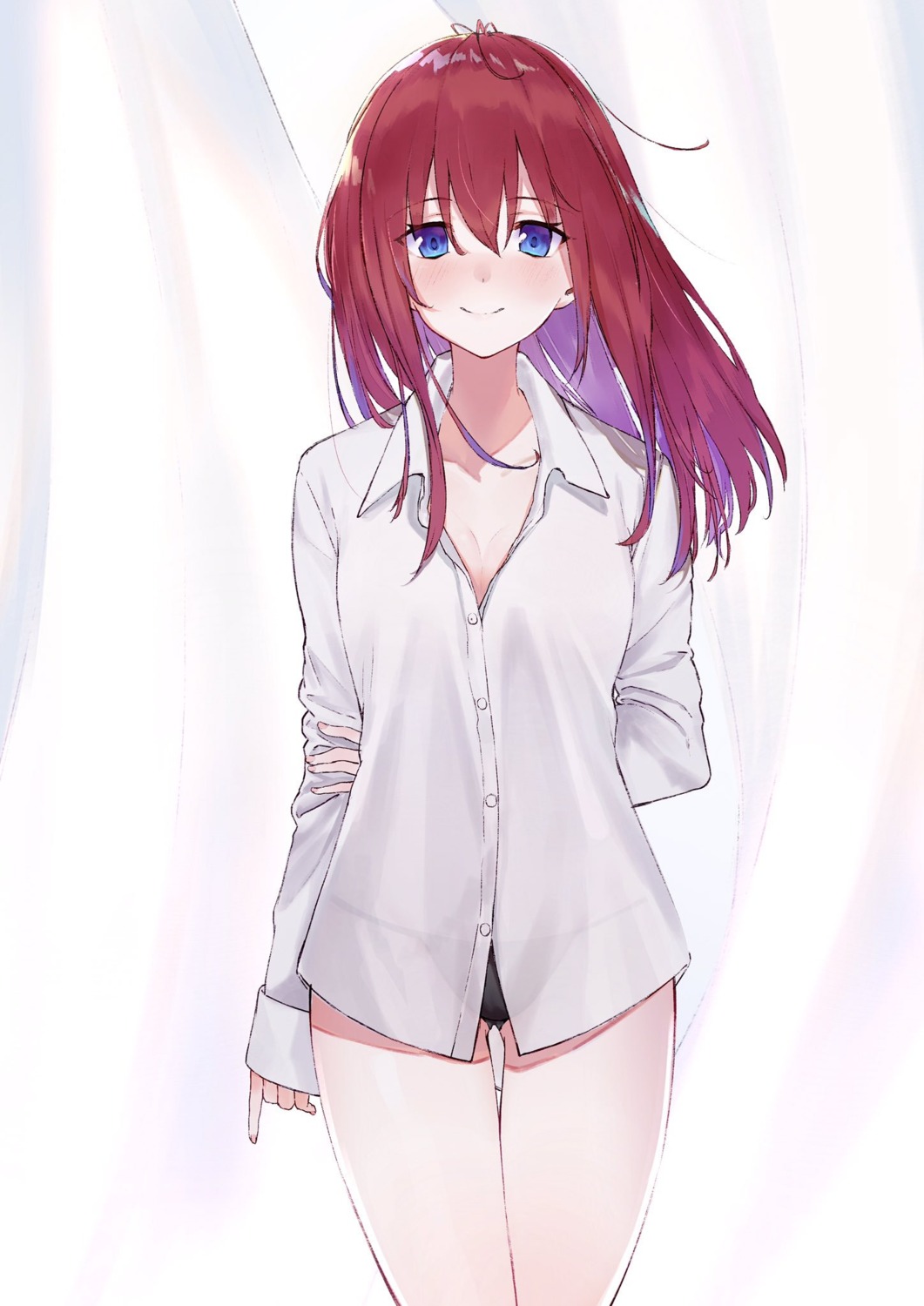 cleavage dress_shirt pantsu see_through takubon