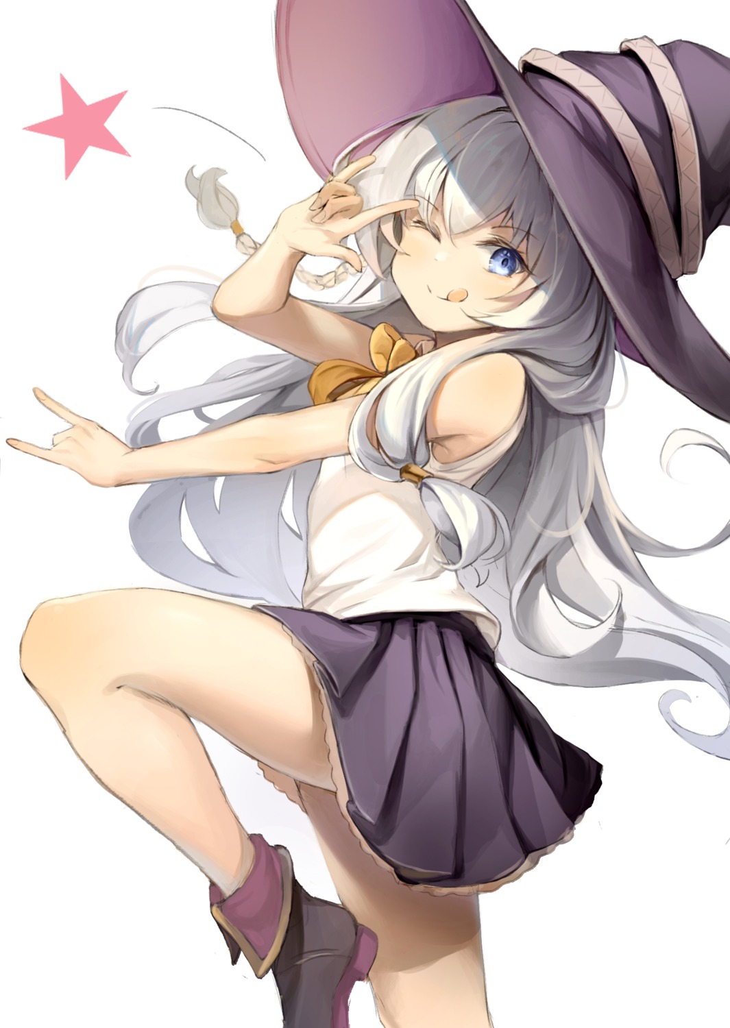 dampi elaina_(majo_no_tabitabi) majo_no_tabitabi skirt_lift witch