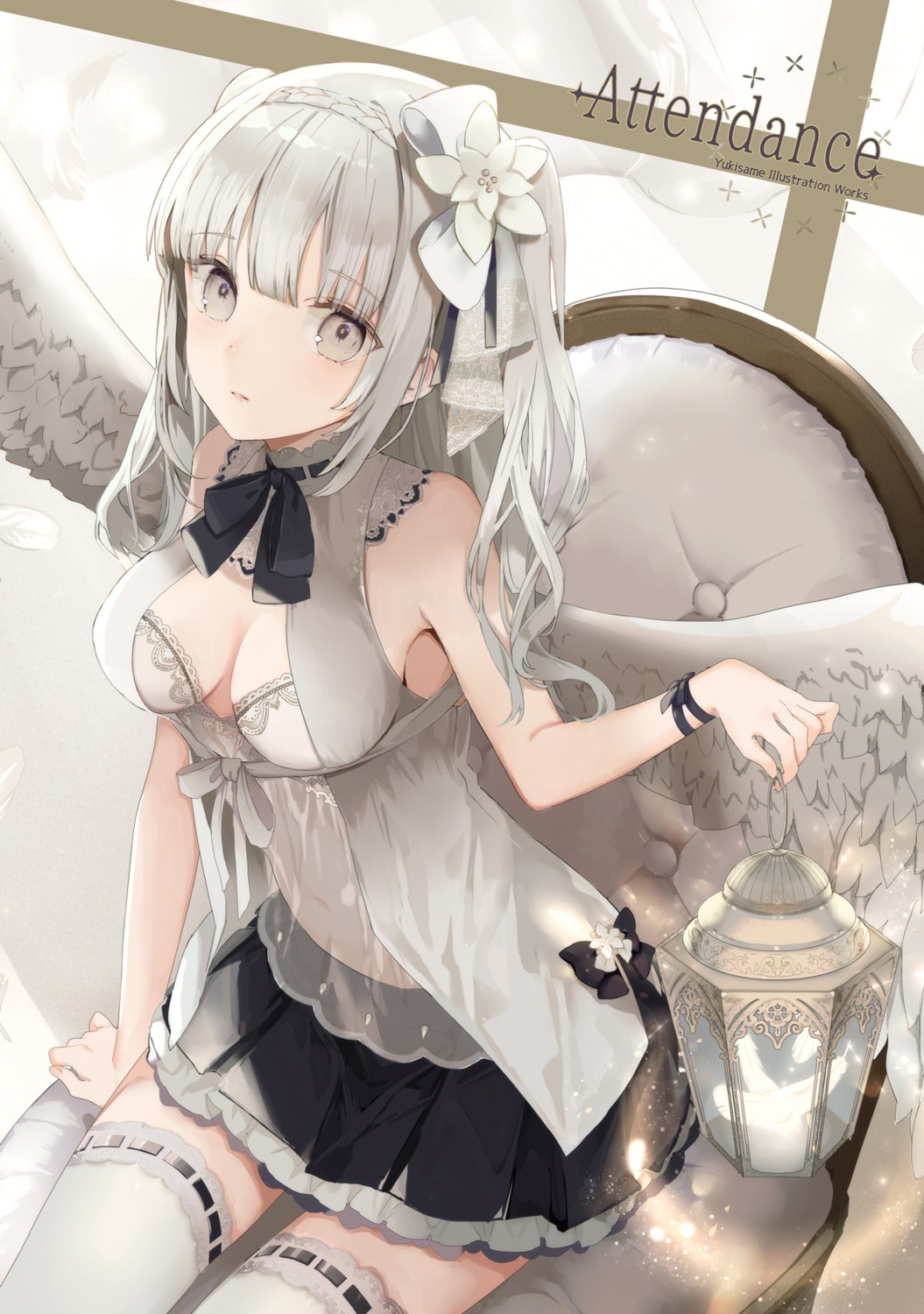 bra cleavage lingerie see_through thighhighs wings yukisame