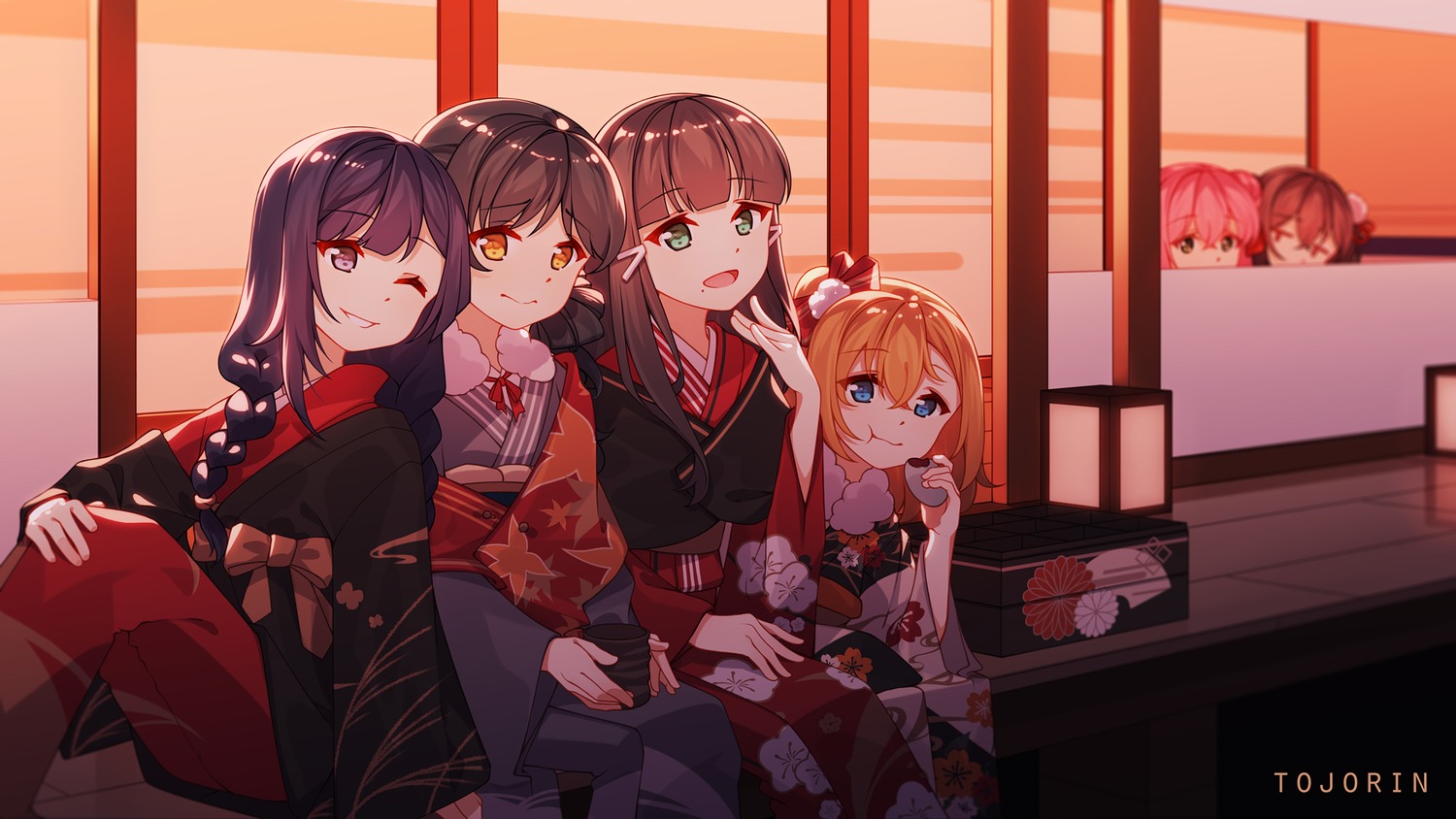 crossover hazuki_ren kimono kousaka_honoka kurosawa_dia kurosawa_ruby love_live! love_live!_(series) love_live!_nijigasaki_gakuen_school_idol_doukoukai love_live!_sunshine!! love_live!_superstar!! tojorin yuuki_setsuna