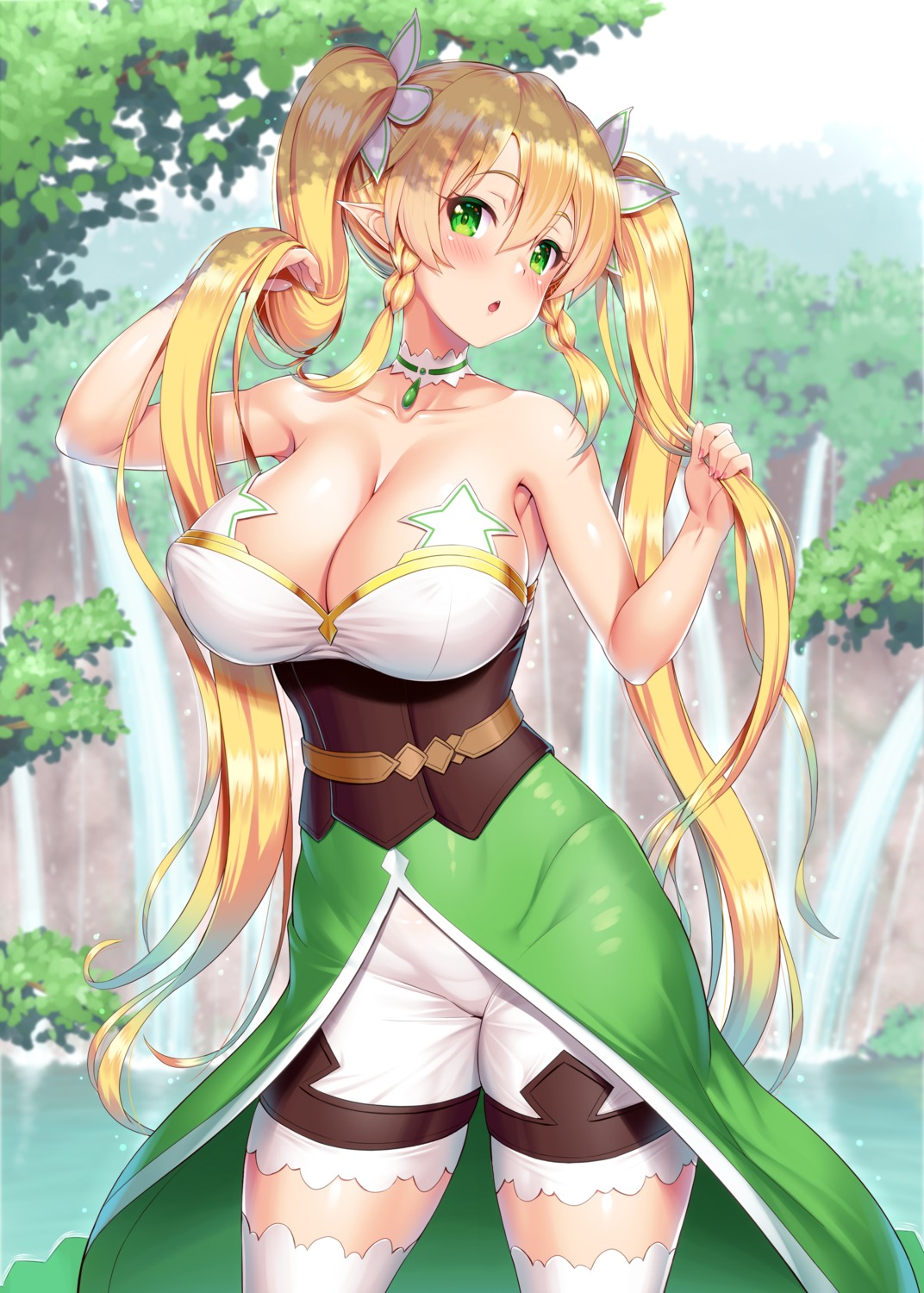 kawase_seiki leafa pointy_ears sword_art_online thighhighs