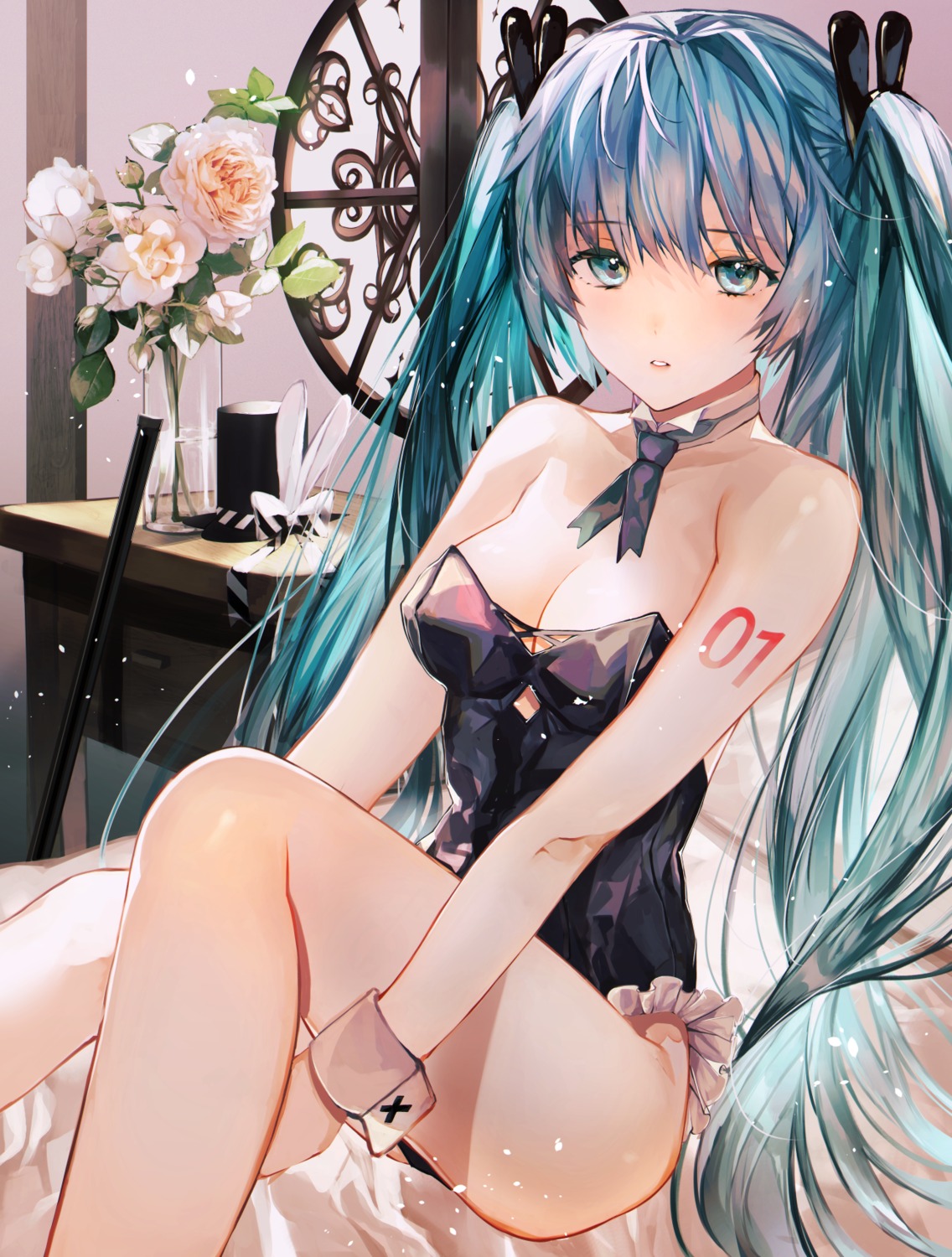 bunny_girl hatsune_miku hitotsuyama_jitan no_bra tattoo vocaloid