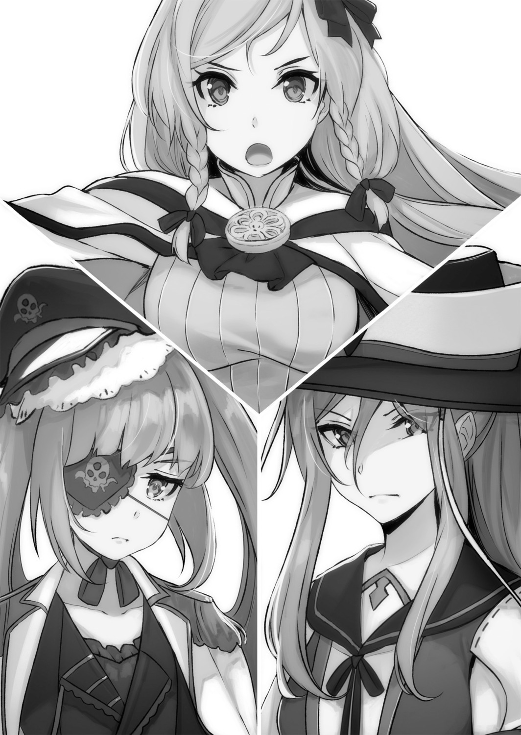 eyepatch monochrome uniform yuunagi