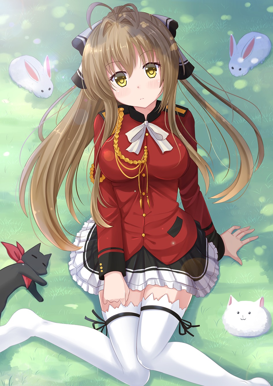 amagi_brilliant_park crossover gochuumon_wa_usagi_desu_ka? kazenokaze neko nichijou sakamoto sento_isuzu thighhighs tippy_(gochiusa) uniform