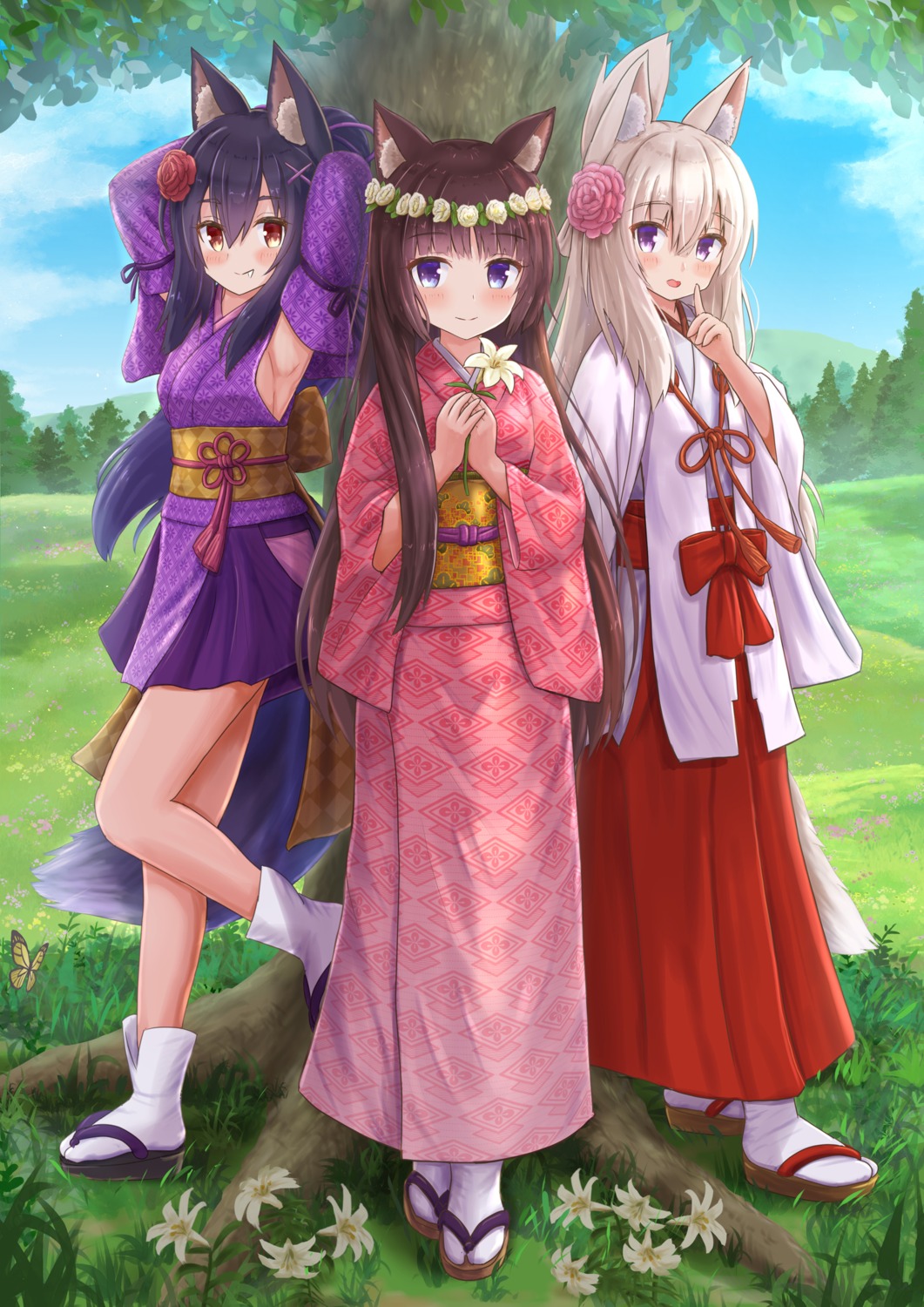 animal_ears iroha_(iroha_matsurika) japanese_clothes kimono kitsune miko tail