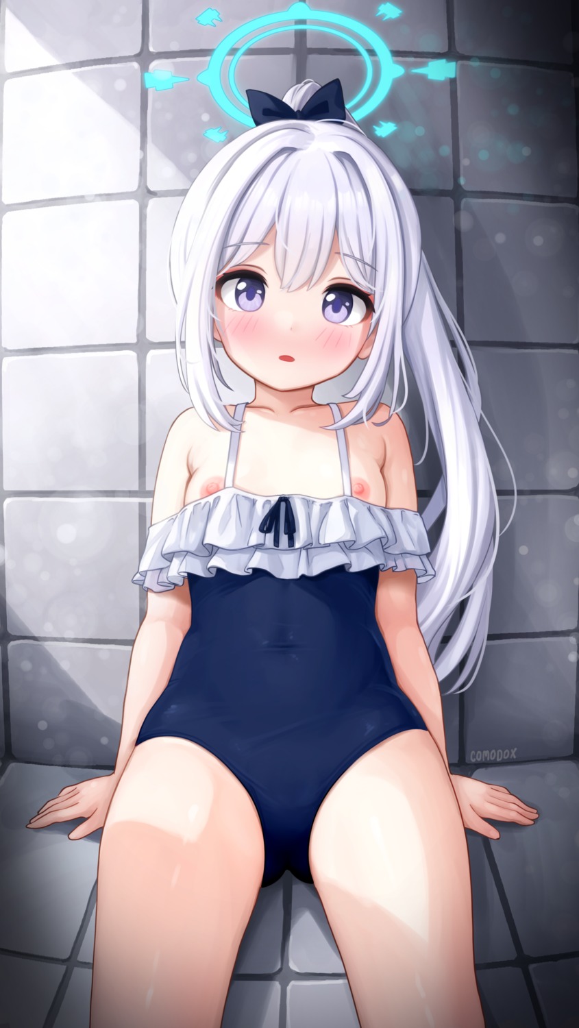 blue_archive comodomodo halo loli nipples swimsuits tsukiyuki_miyako