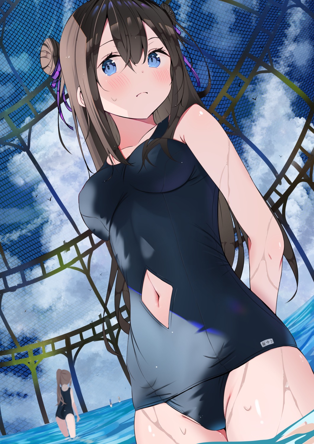 ass erect_nipples sakura_yuu_(hzjy8485) school_swimsuit swimsuits wet