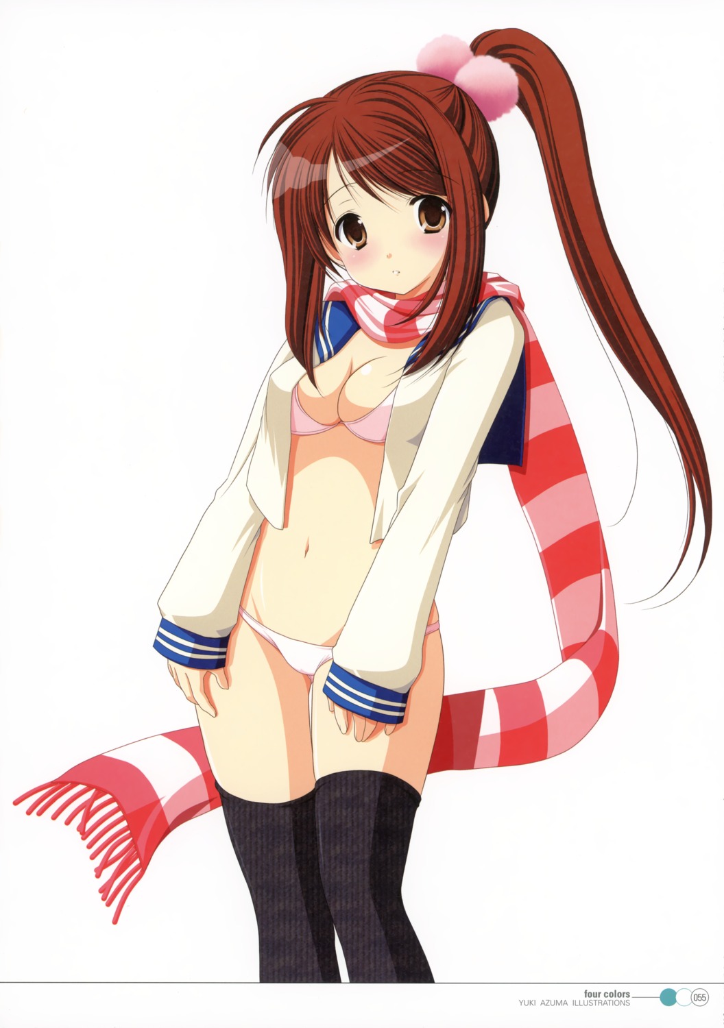 azuma_yuki bikini cleavage open_shirt seifuku swimsuits thighhighs