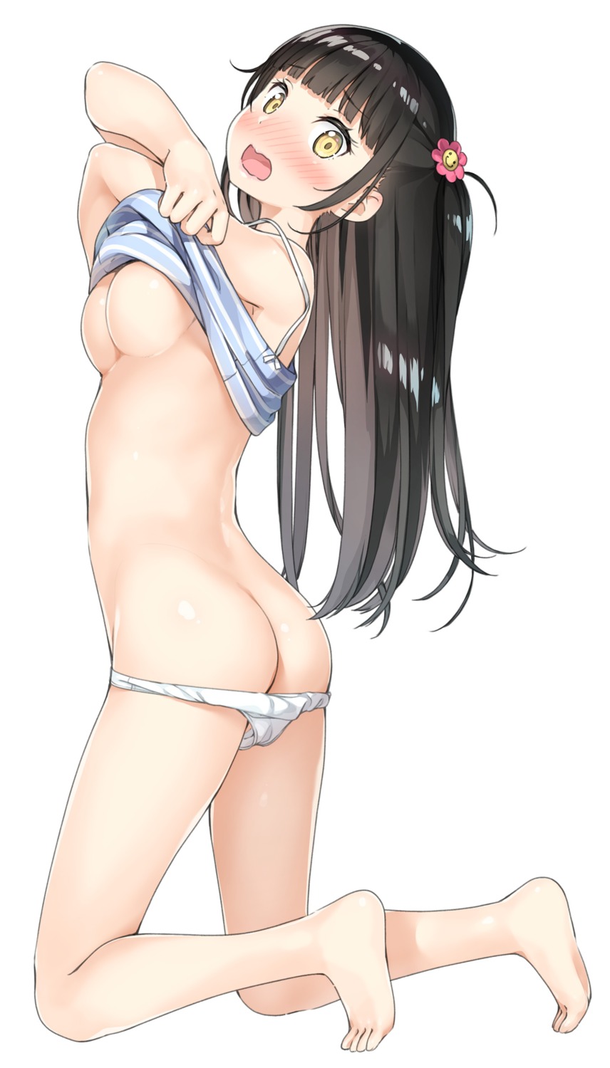 ass breasts kantoku nagisa_(kantoku) no_bra pantsu panty_pull shirt_lift undressing