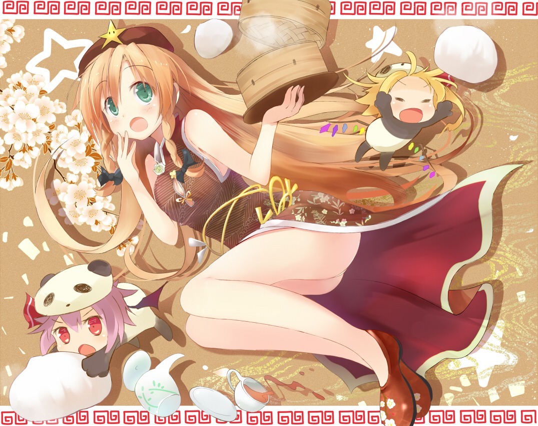 chinadress efe flandre_scarlet hong_meiling remilia_scarlet touhou