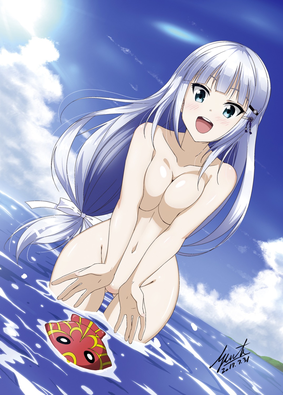 breast_hold naked noukatu shiraishi_tsumugi the_idolm@ster the_idolm@ster_million_live! the_idolm@ster_million_live!_theater_days ukatsu_de_wa_nai wet