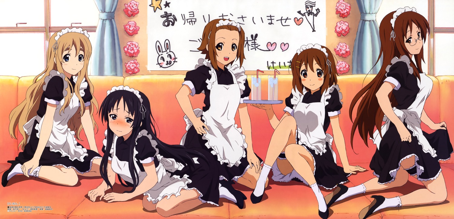 akitake_seiichi akiyama_mio garter hirasawa_yui k-on! kotobuki_tsumugi maid megane tainaka_ritsu yamanaka_sawako