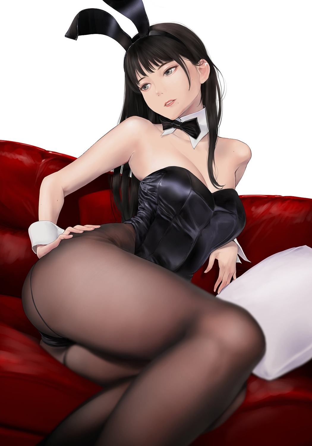 animal_ears bunny_ears bunny_girl no_bra pantyhose wa_(genryusui)