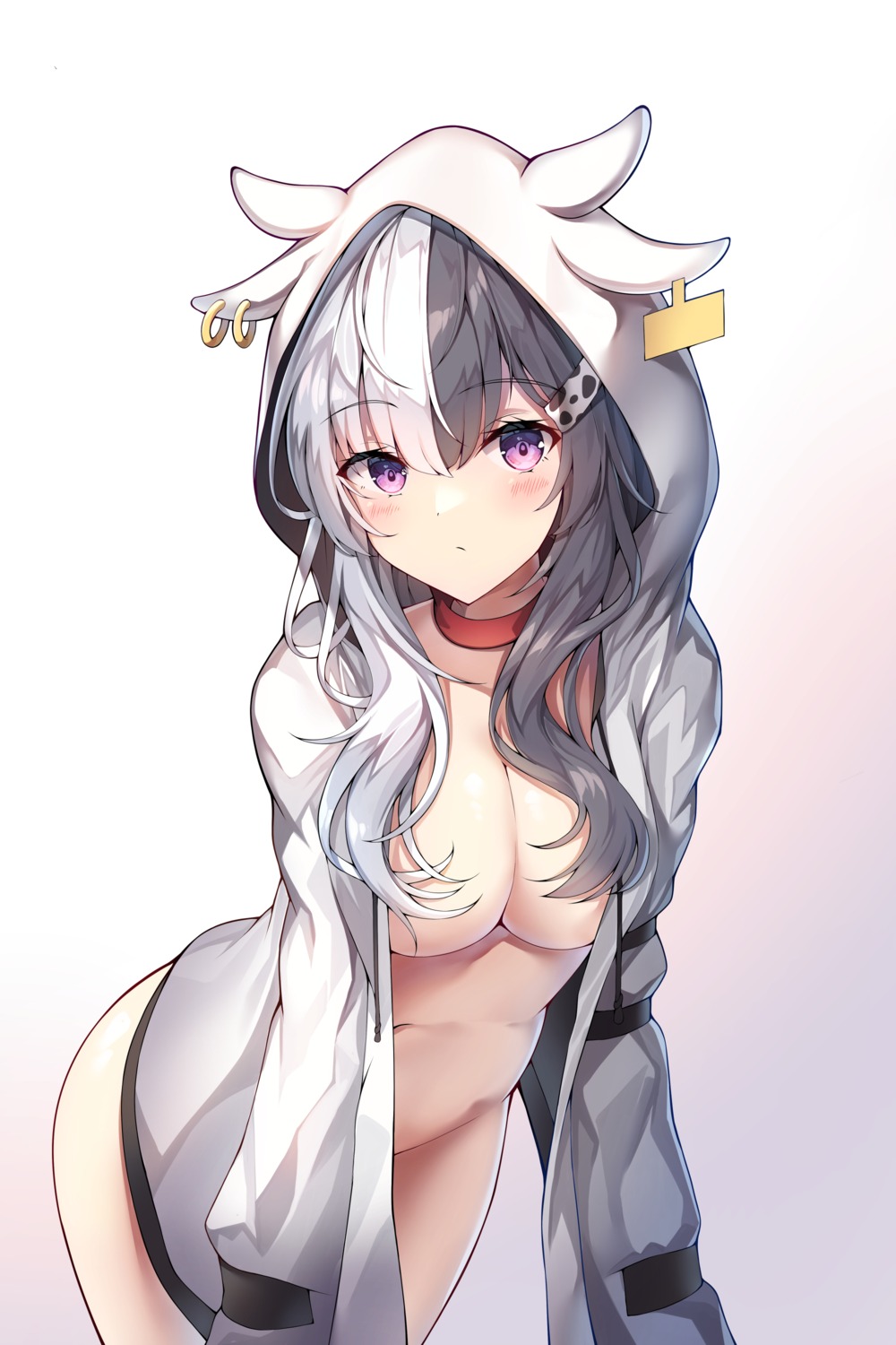 animal_ears bottomless breasts horns no_bra open_shirt sob_(submar1089)