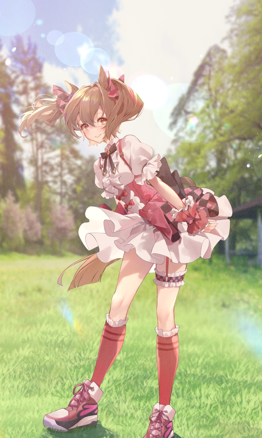 animal_ears dress garter lolita_fashion smart_falcon_(umamusume) tail uma_musume_pretty_derby yogukasu