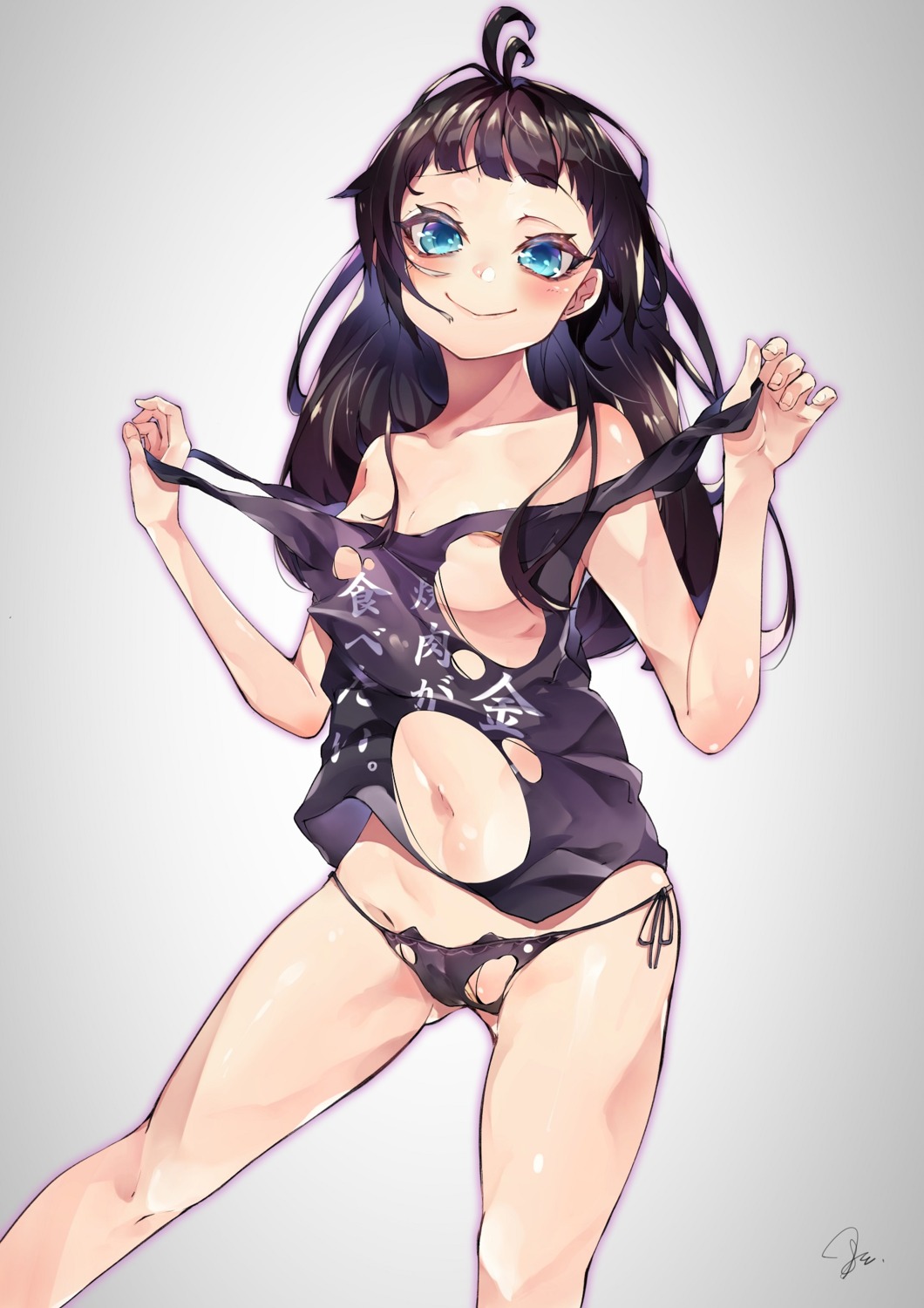 areola nanase_akira_(artist) no_bra pantsu string_panties torn_clothes undressing