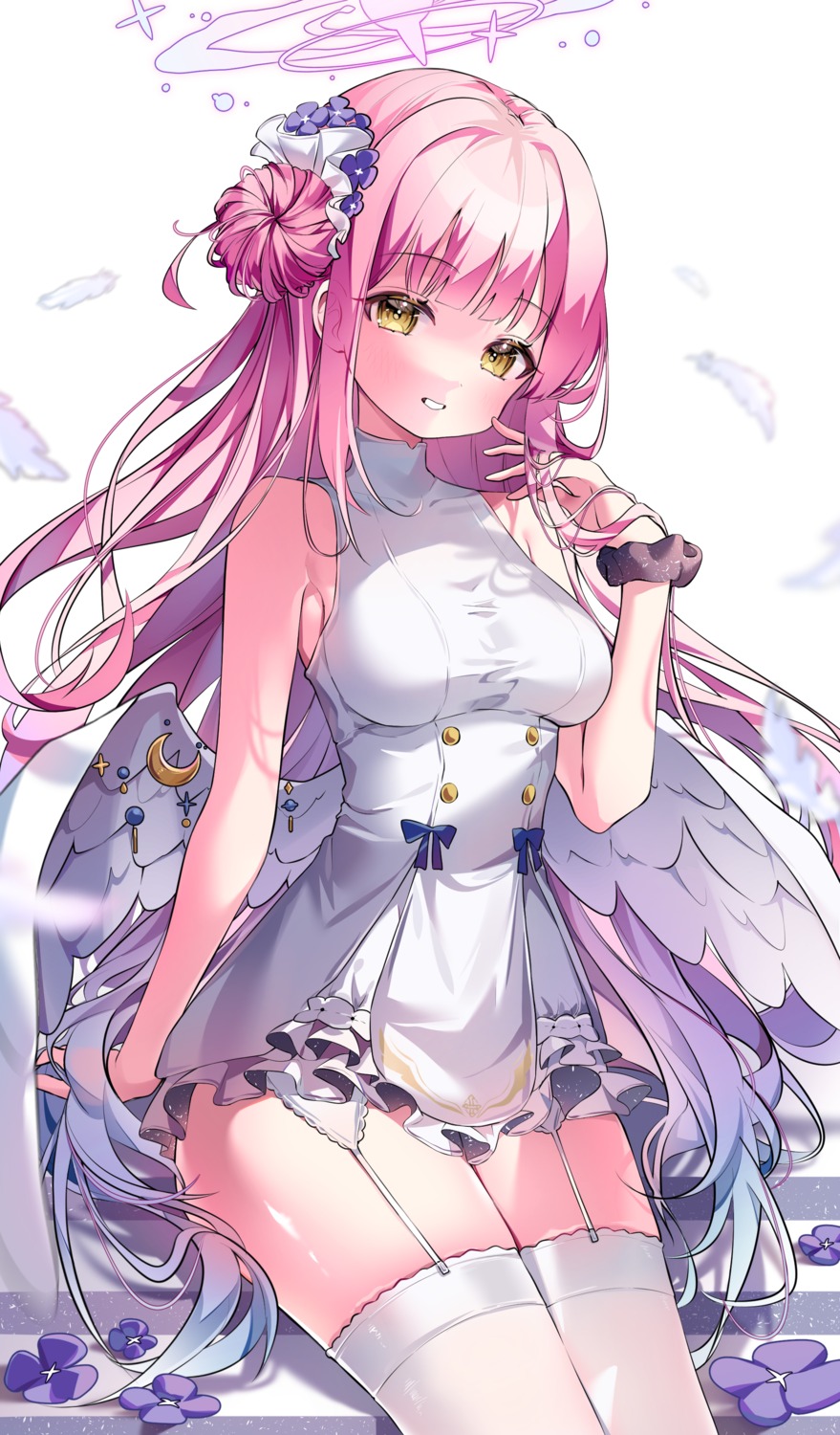 angel blue_archive dress misono_mika nyaruin stockings thighhighs wings
