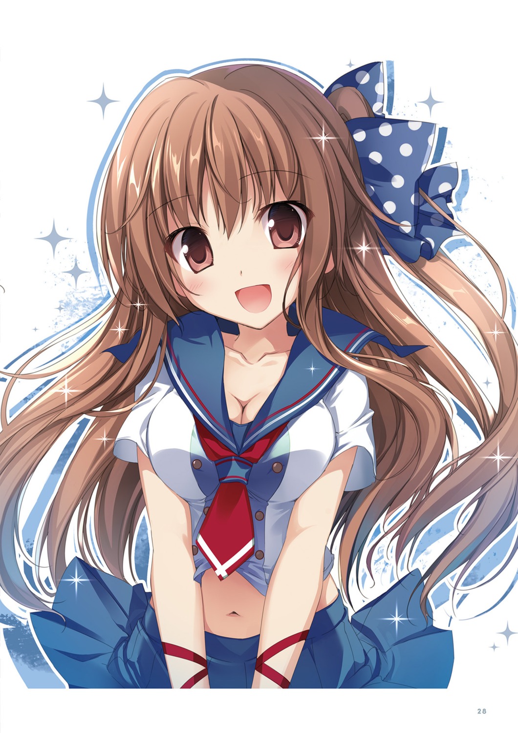 aomi_maika breast_hold cleavage karory seifuku skirt_lift